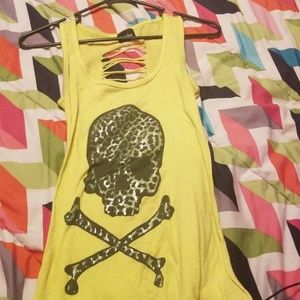 Skull and bones ripped back tank top